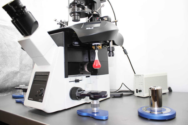 Olympus IX73 w/ NEW HMC Optics, New Integra Micromanipulator,NEW RI Mushrooms x 2, NEW Camera/C-Mount/Monitor