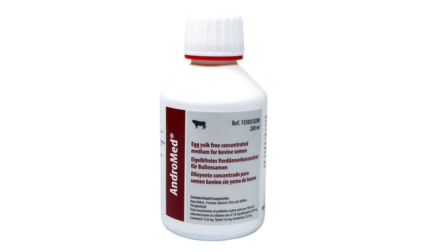 Minitube, AndroMed®; Egg yolk free concentrated medium for freezing of bovine semen and semen of other ruminants, Also suitable for the preservation of fresh semen. Prod. No. 13503/0200