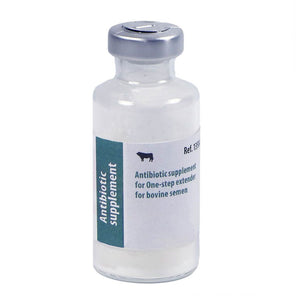 Minitube, Antibiotic supplement for One-step extender for bovine semen; Antibiotic formula in powder, Comes in glass bottle, Approx. 1.65 g, for a total volume of 22 ml; Vet only Prod. No. 13504/9000