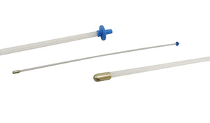 Minitube, Equine ET pipette for 0.5 ml straws, with side opening; Metal tip with side opening, flexible, single packed, sterilized, single use. Used with AI stylet Ref. 17209/1065. Prod. No. 19290/1065