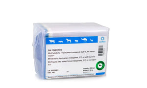 Bag of 2000 of the Minitube, MiniStraw for fresh semen, 0.25ml; Stores fresh/chilled semen at refrigerated temperatures, with blue wick. 