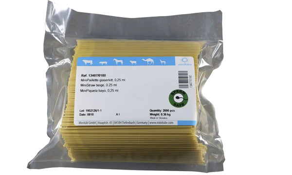 Bag of 2,000 Beige Minitube, 0.25 ml MiniStraw; Standard for the freezing of semen worldwide. Prod. No. 13407/0180