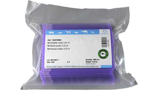 Bag of 2,000 Purple Minitube, 0.25 ml MiniStraw; Standard for the freezing of semen worldwide. Prod. No. 13407/0080 