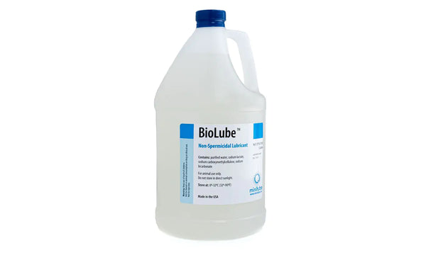 Minitube, BioLube, non-spermicidal lubricant, 1 Gallon; Non-spermicidal lubricant, made in the USA. Prod. No. 17116/7010