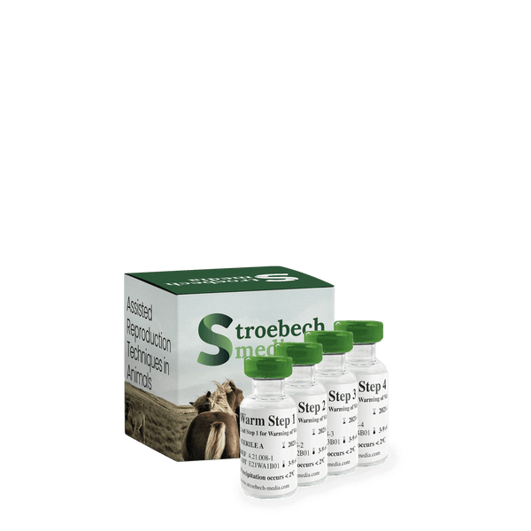 Stroebech Media, Equine Embryo Warming Kit; 4 vials each containing 2 ml medium in glass bottles, Prod. No. 4.21.008