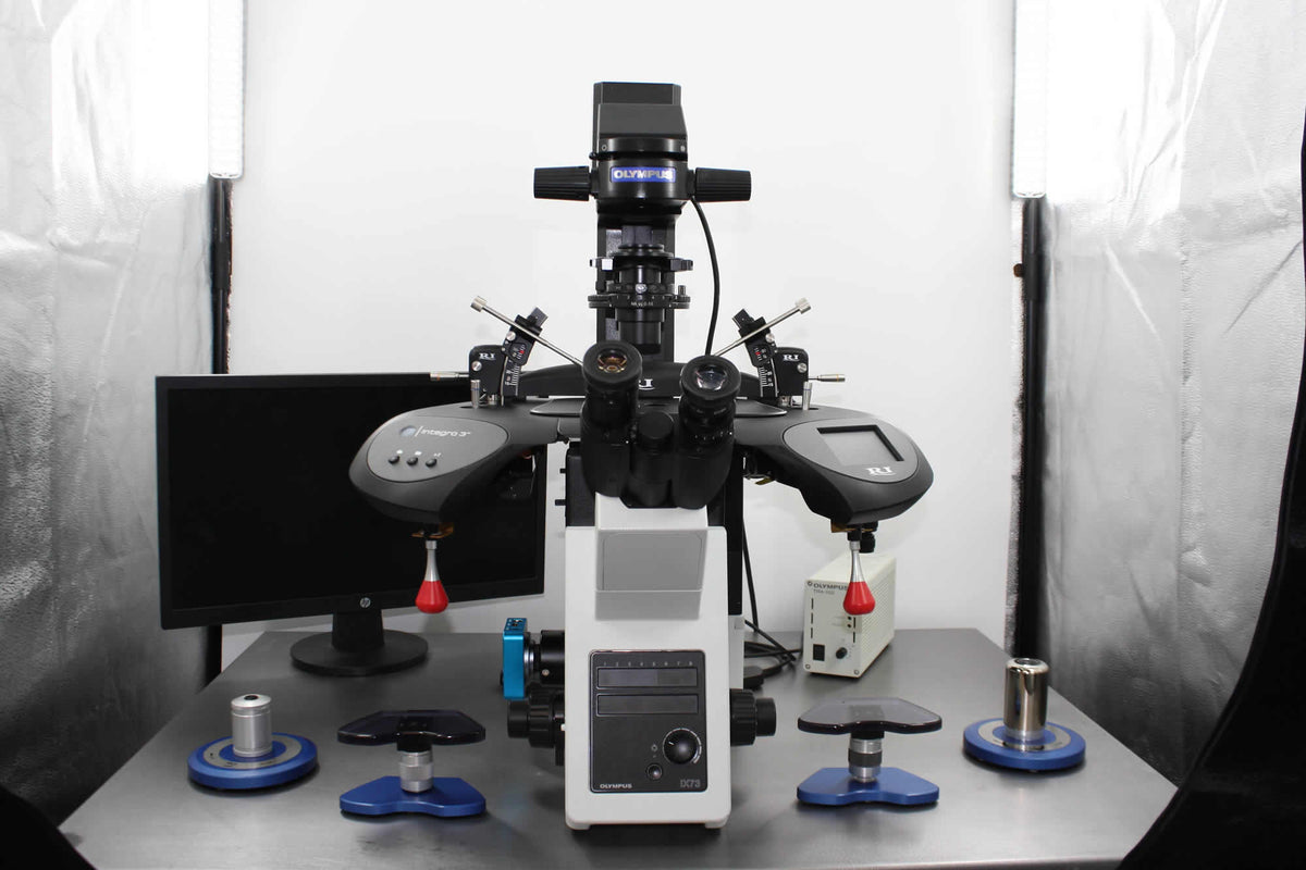 Microscope Ix73 Olympus IX73 w/ NEW HMC Optics, New Integra Micromanipulator,NEW RI Mu ...