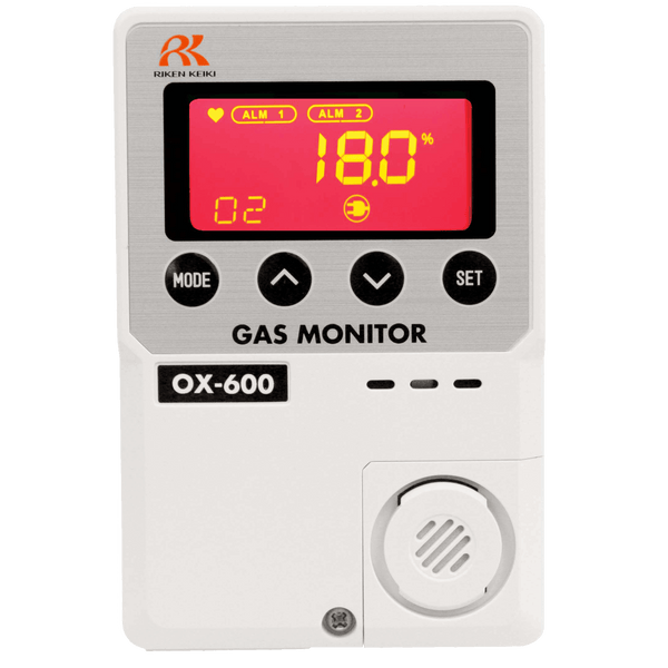 RKI standalone monitor that detects Oxygen (O2) for IVF Labs. Red.