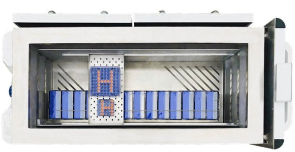 Low Temperature Transport Trolley lids off top view inside of the trolley