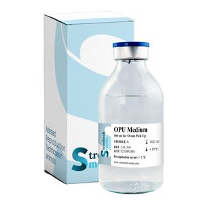 Stroebech Media, Bovine OPU Medium; 500 ml medium in glass bottle Prod. No. 2.01.500
