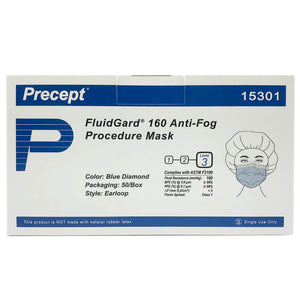    Precept Fluidgard 160 Anti-Fog Procedure Mask front of box