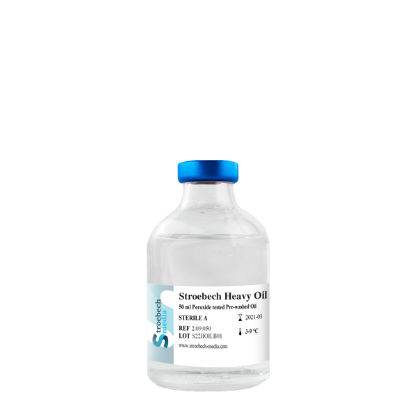 Stroebech Media, Bovine Stroebech Heavy Oil; 50 ml Oil for overlay of media in glass bottle Prod. No. 2.09.050